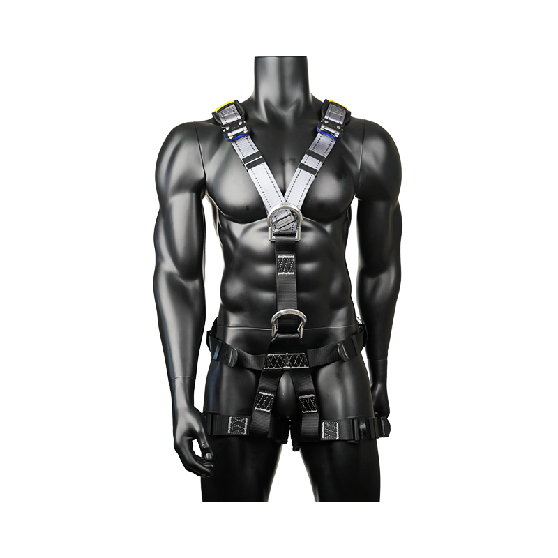 KA14-1 Harnais d'escalade avec 5 anneaux en D en aluminium, 2 boucles à dégagement rapide EN361